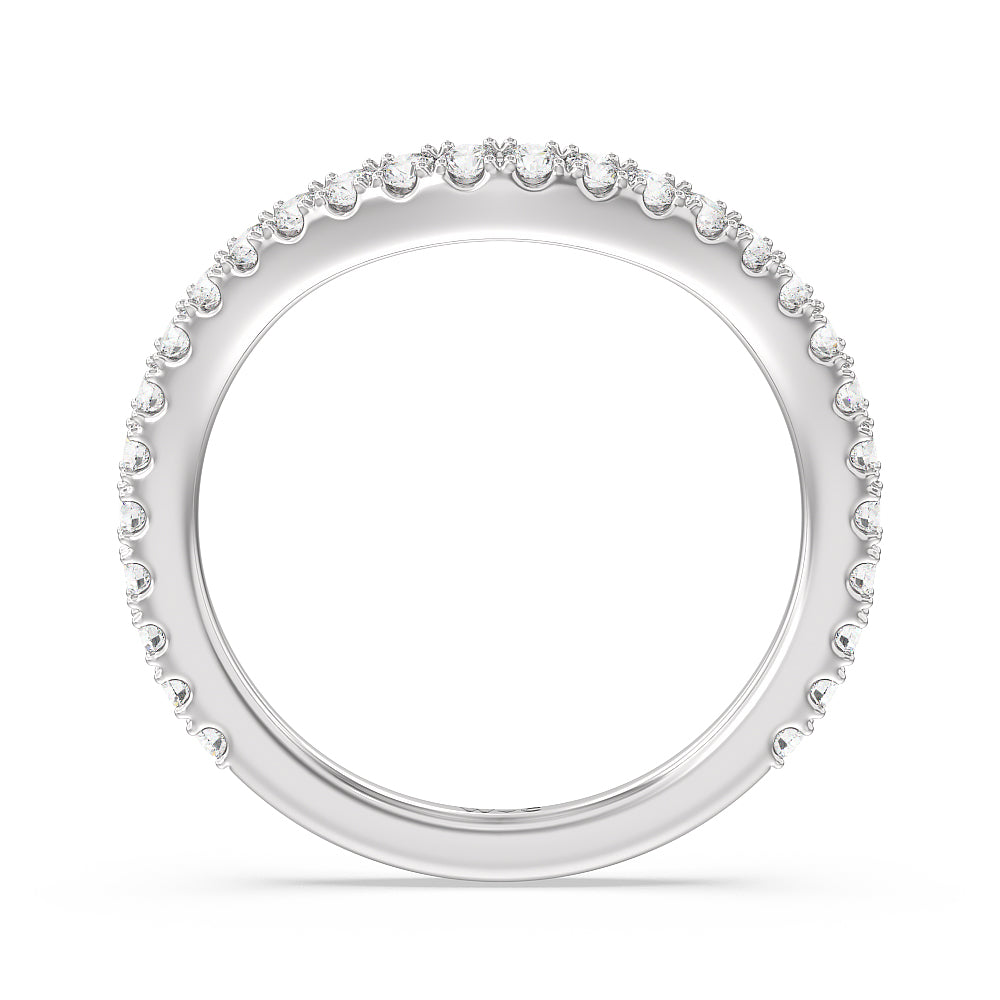 Elegance Pave Split Shank Diamond Wedding Band with Platinum Cut Diamond in 14KT Platinum view 2
