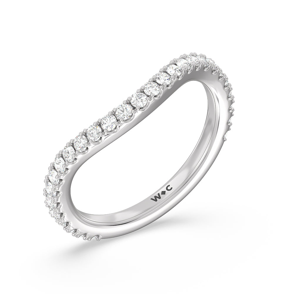 Elegance Pave Split Shank Diamond Wedding Band with Platinum Cut Diamond in 14KT Platinum view 4
