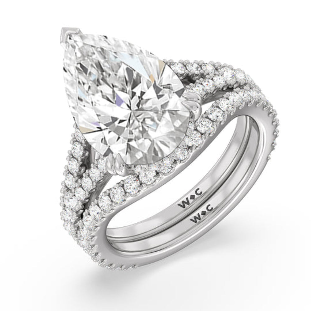 Oval Cut Elegance Pave Split Shank Engagement Ring with Lab Grown Diamond in 14KT Rose Gold view 5
