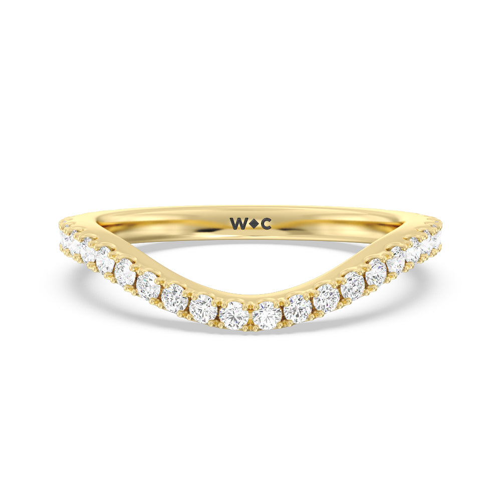 Elegance Pave Split Shank Diamond Wedding Band with 18KT Yellow Gold Cut Diamond in 14KT Yellow Gold view 1
