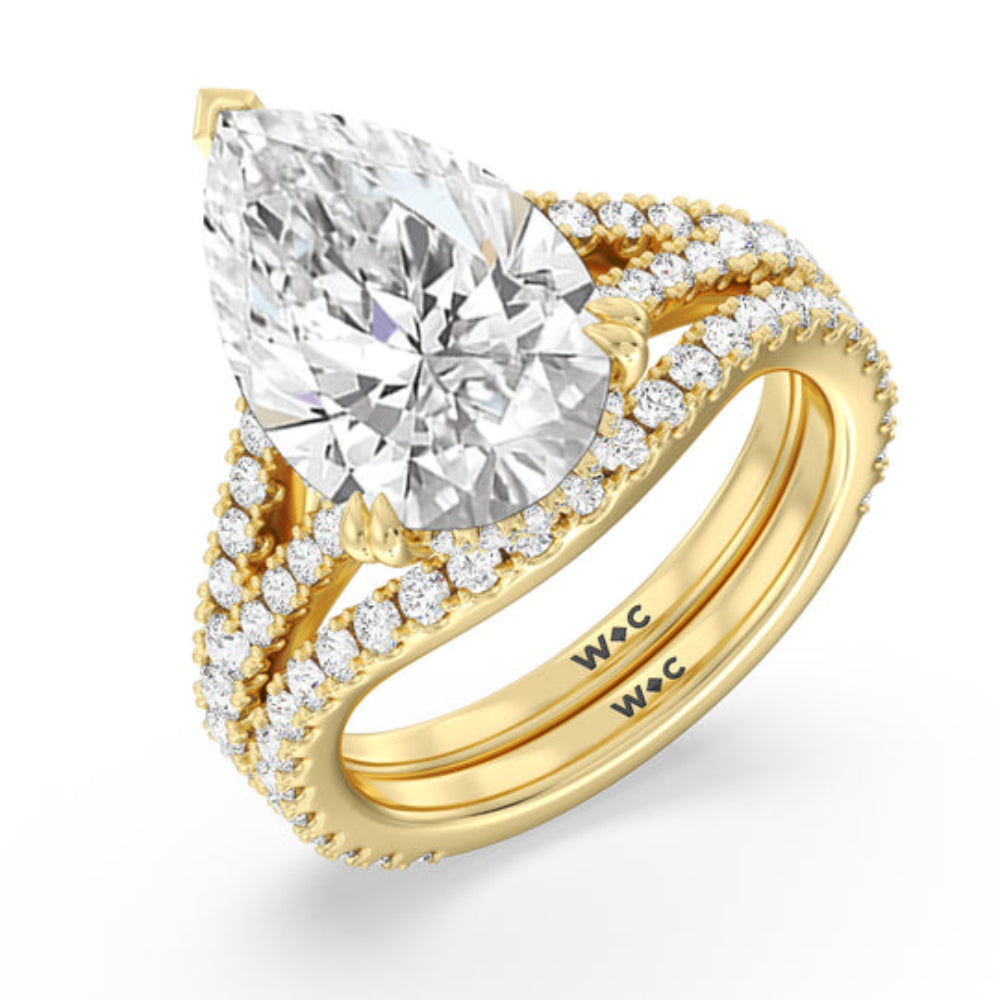 Oval Cut Elegance Pave Split Shank Engagement Ring with Lab Grown Diamond in 14KT Rose Gold view 6

