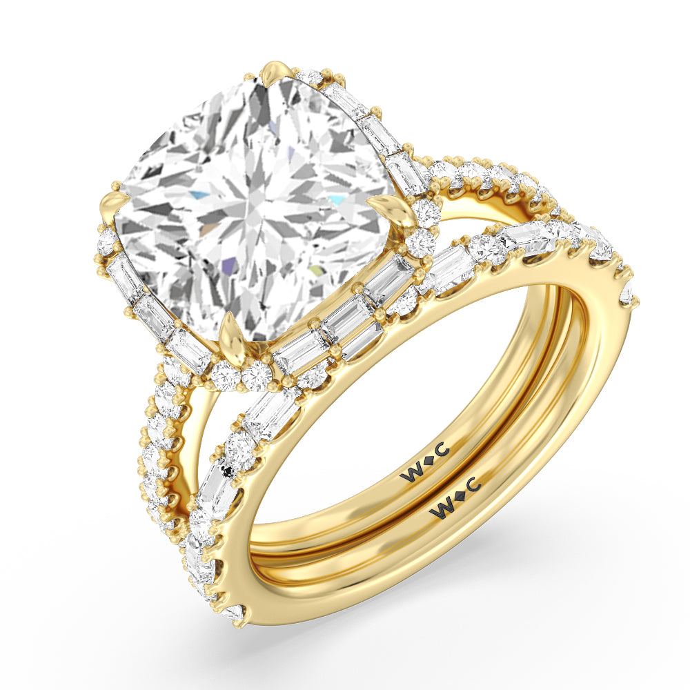 Elegance Baguette Halo Pave Engagement Ring with Oval Cut Diamond in 14KT Rose Gold view 5
