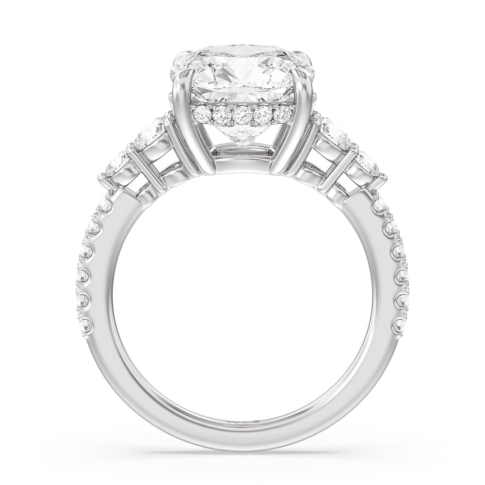 Cushion Cut Elegance Side-Stone with Hidden Halo Engagement Ring (E+ VVS+) with Lab Grown Diamond in 14KT Platinum view 2
