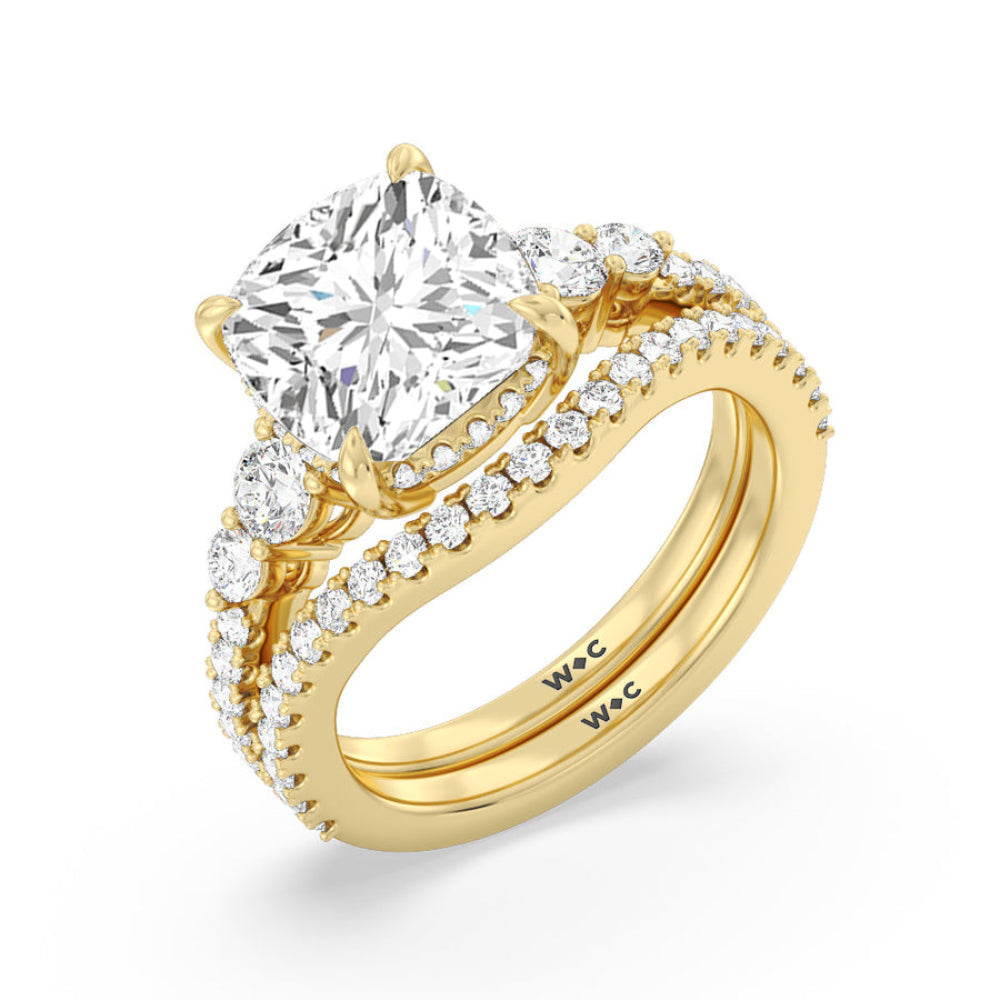 Asscher Cut Elegance Side-Stone with Hidden Halo Engagement Ring with Lab Grown Diamond in 14KT Rose Gold view 5
