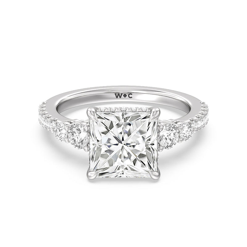 Elegance Side-Stone with Hidden Halo Engagement Ring (E+ VVS+)