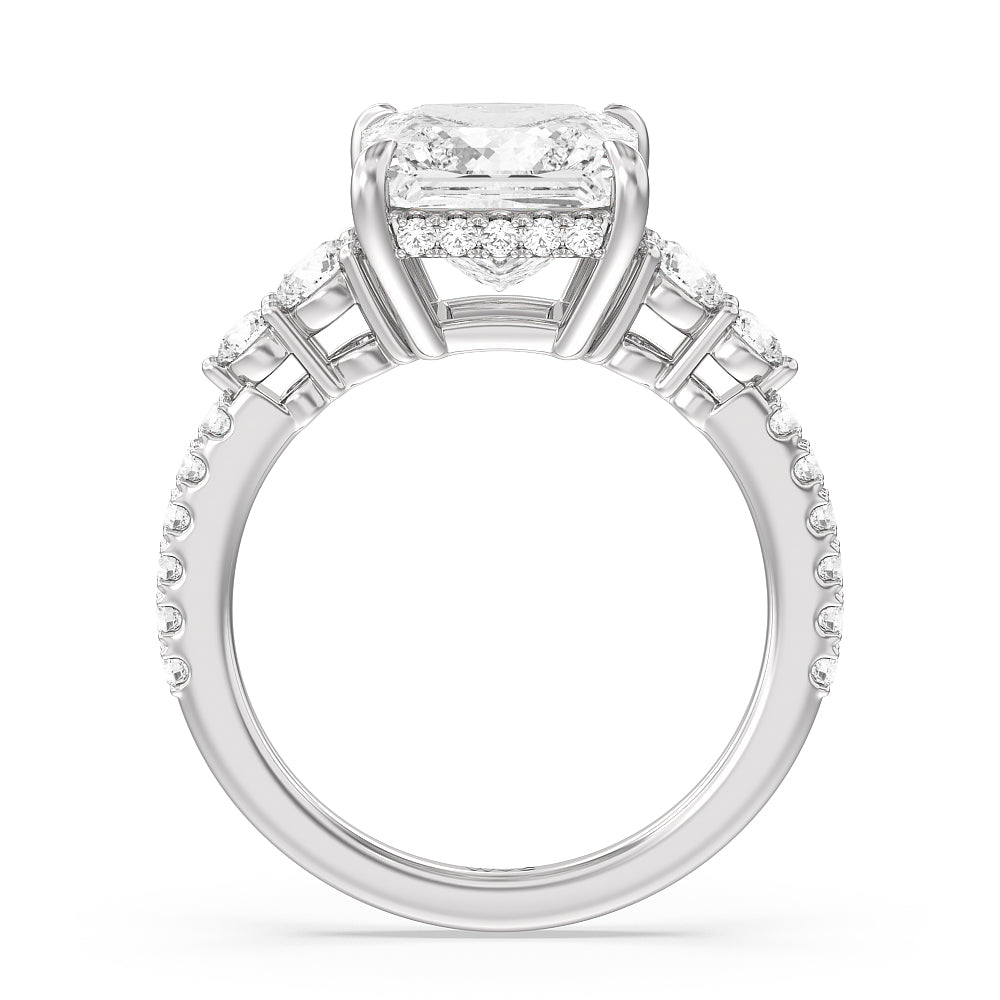 Princess Cut Elegance Side-Stone with Hidden Halo Engagement Ring (E+ VVS+) with Lab Grown Diamond in 14KT Platinum view 2
