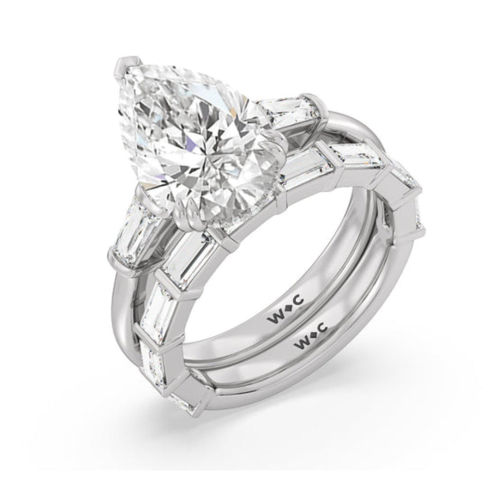 Elegance Baguette Side Stone Engagement Ring with Oval Cut Diamond in 14KT Rose Gold view 5

