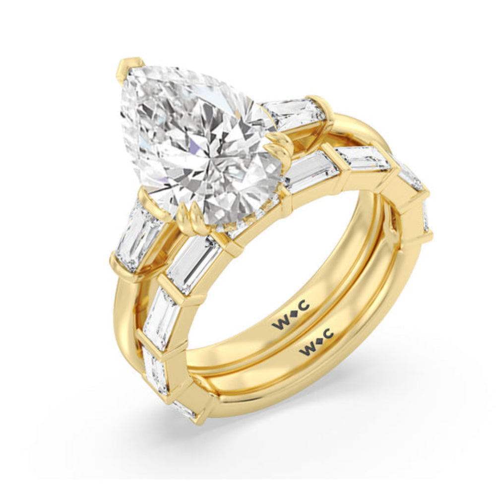 Elegance Baguette Side Stone Engagement Ring with Oval Cut Diamond in 14KT Rose Gold view 6
