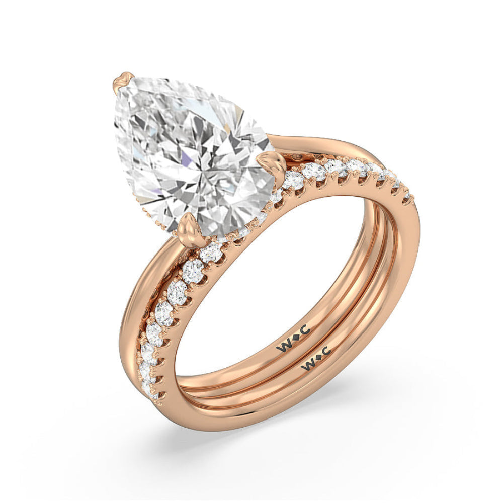 Oval Cut Elegance Bypass Hidden Halo Engagement Ring with Lab Grown Diamond in 14KT Rose Gold view 6
