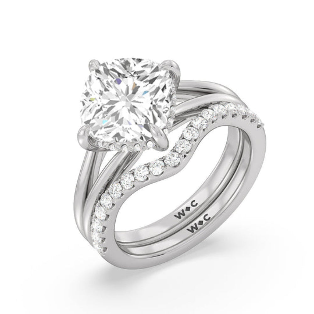 Elegance Hidden Halo Engagement Ring with Emerald Cut Diamond in 14KT Rose Gold view 4
