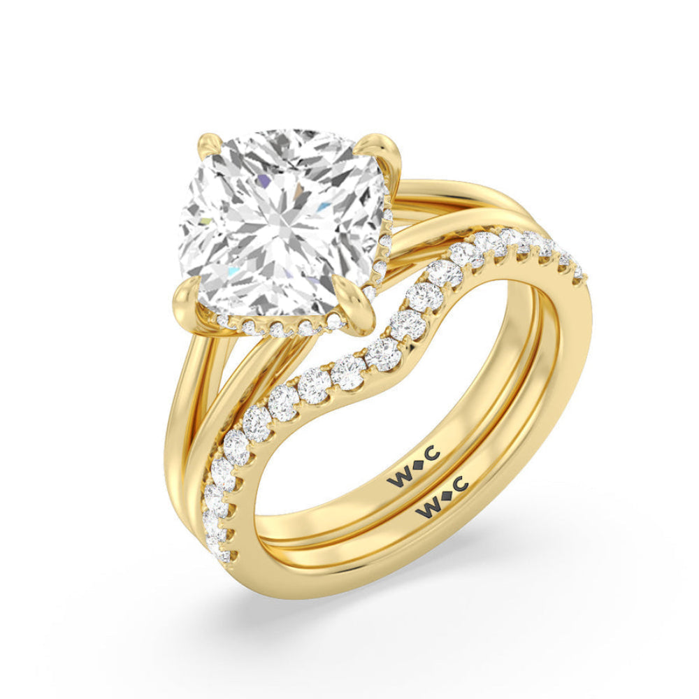 Elegance Hidden Halo Engagement Ring with Emerald Cut Diamond in 14KT Rose Gold view 5
