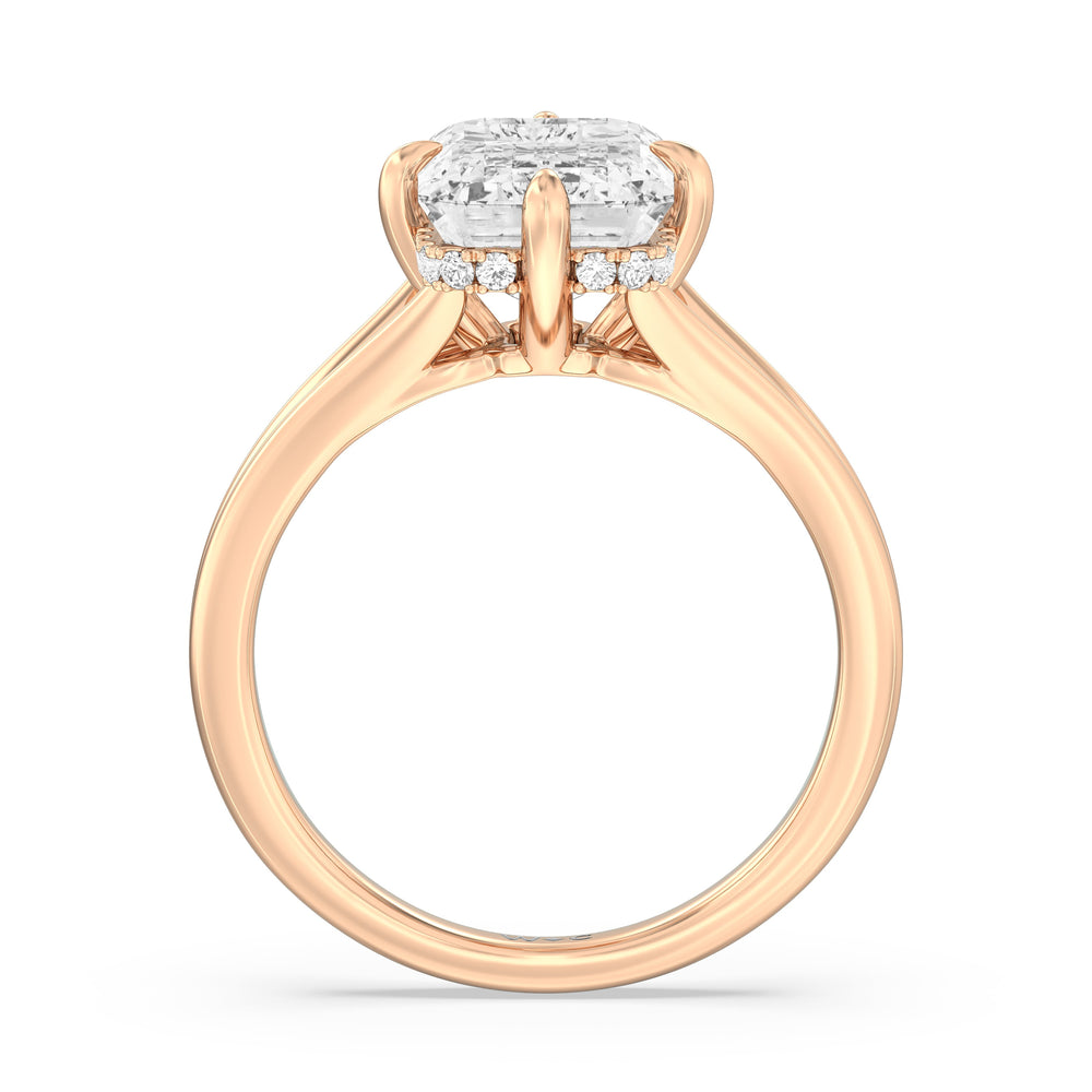 Elegance Hidden Halo Engagement Ring with Emerald Cut Diamond in 14KT Rose Gold view 2
