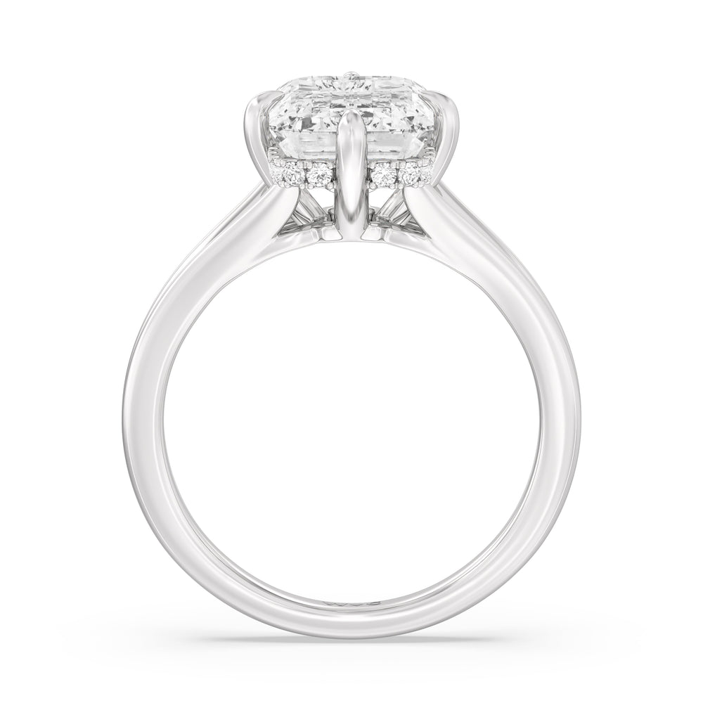 Elegance Hidden Halo Engagement Ring with Emerald Cut Diamond in 14KT Platinum view 2
