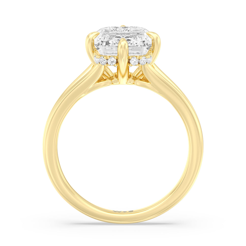 Elegance Hidden Halo Engagement Ring with Emerald Cut Diamond in 14KT Yellow Gold view 2
