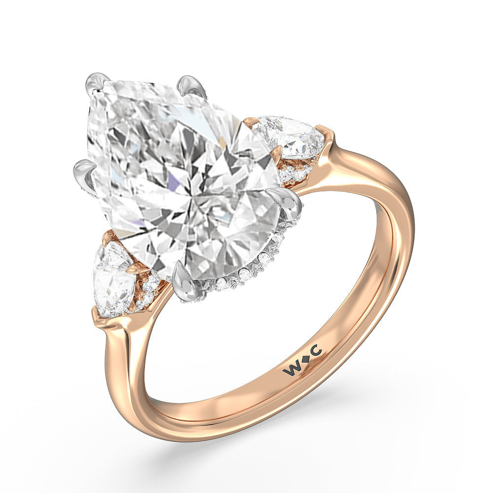 Pear Cut Elegance Pear Side Stone Engagement Ring with Lab Grown Diamond in 14KT White & Rose Gold view 3
