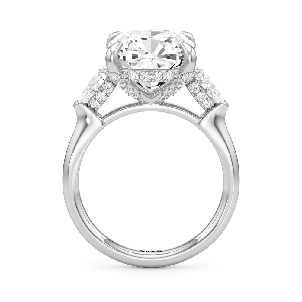 Elegance Pear Side Stone Engagement Ring with Cushion Cut Diamond in 14KT Platinum view 5
