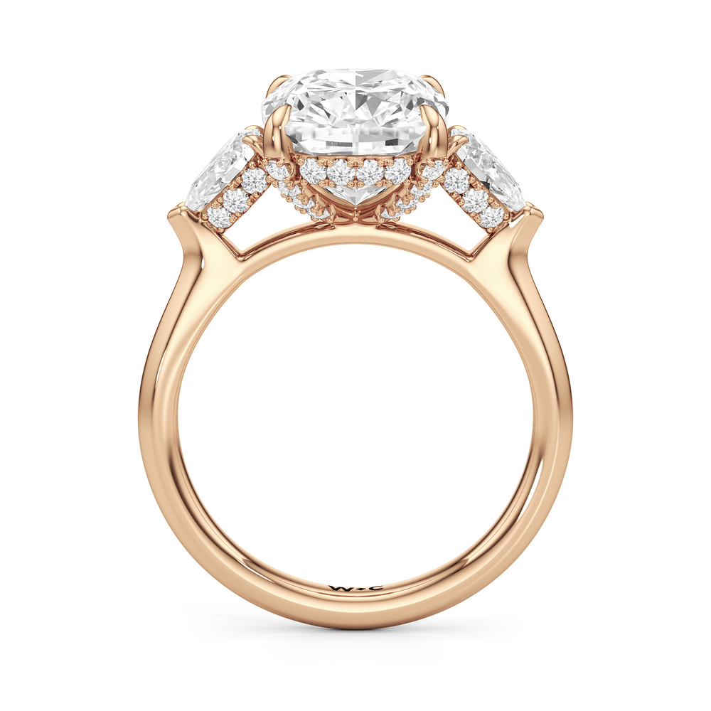 Elegance Pear Side Stone Engagement Ring with Elongated Cushion Cut Diamond in 14KT Rose Gold view 5
