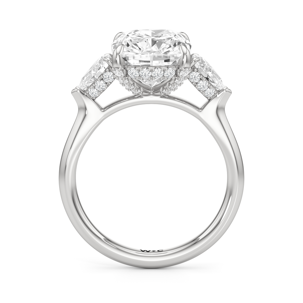 Elegance Pear Side Stone Engagement Ring with Elongated Cushion Cut Diamond in 14KT Platinum view 5
