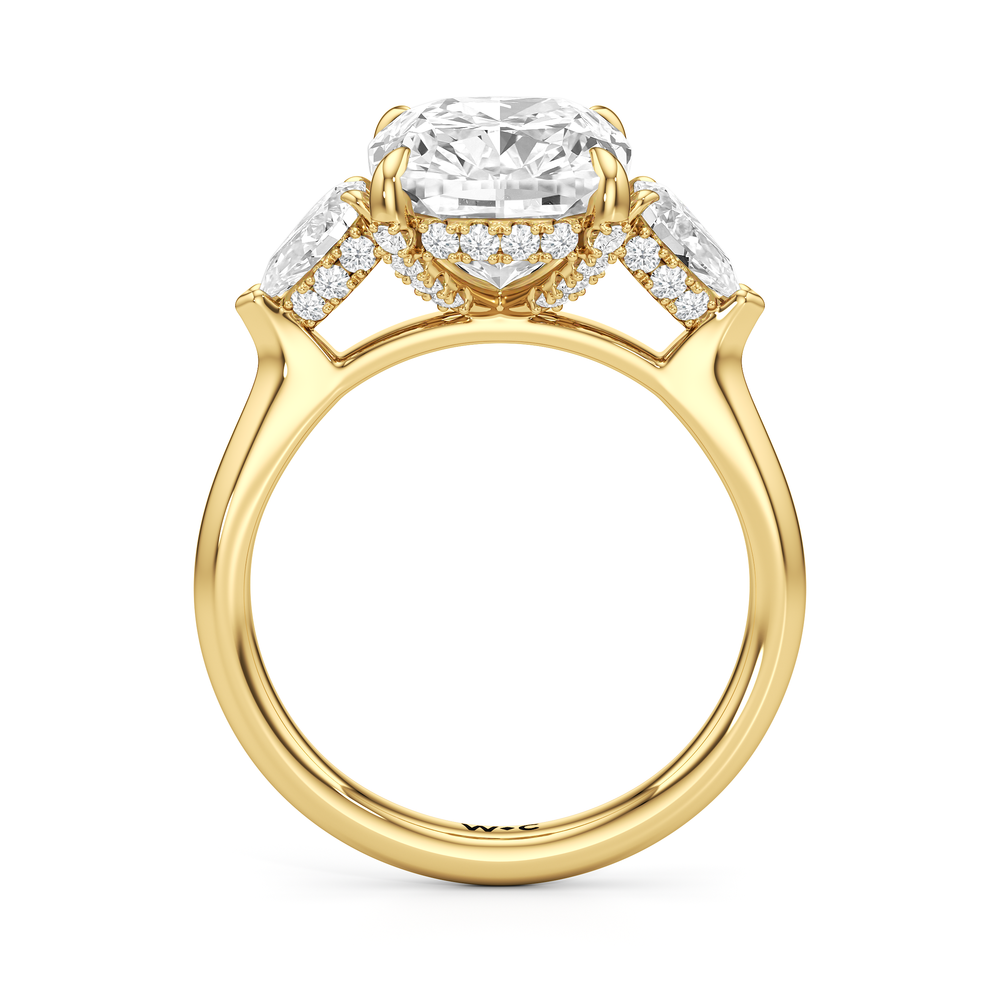 Elegance Pear Side Stone Engagement Ring with Elongated Cushion Cut Diamond in 14KT Yellow Gold view 5
