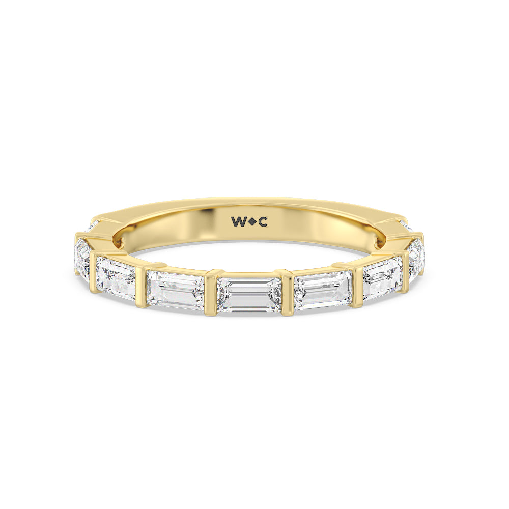 Elegance Twin Baguette Side Stone Diamond Wedding Band Size 7.5 with 14KT Yellow Gold Cut Diamond in 14KT Yellow Gold view 1
