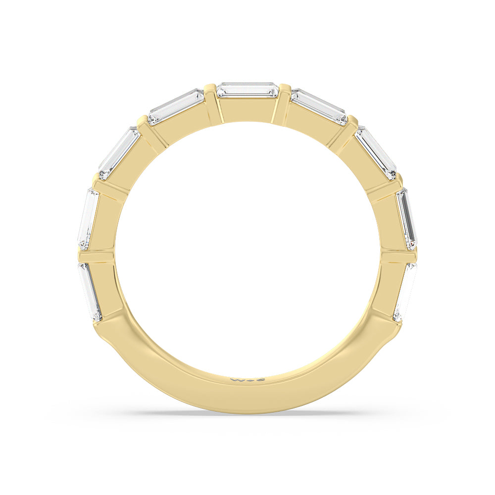 Elegance Twin Baguette Side Stone Diamond Wedding Band Size 7.5 with 14KT Yellow Gold Cut Diamond in 14KT Yellow Gold view 2
