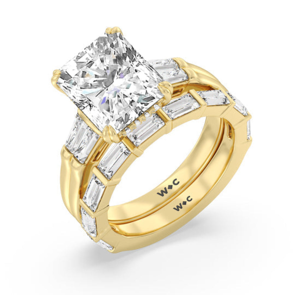 Elegance Twin Baguette Side Stone Engagement Ring with Oval Cut Diamond in 14KT Rose Gold view 5
