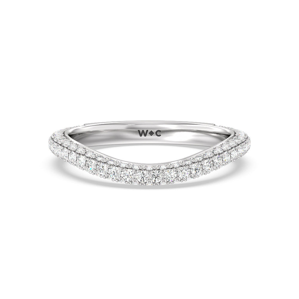 The Windsor Wedding Band with Platinum Cut Diamond in 14KT Platinum view 2
