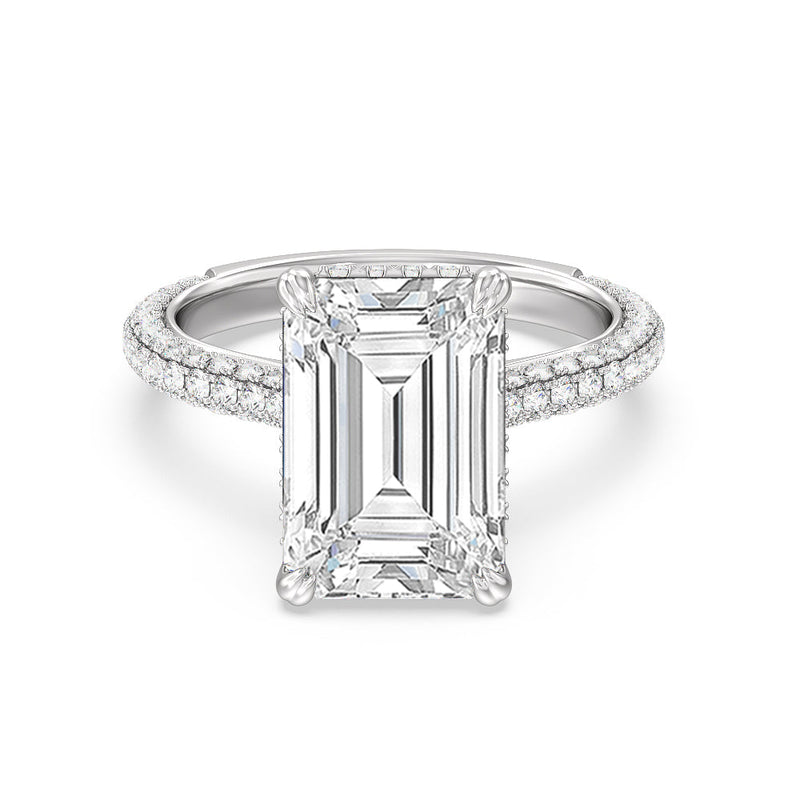 Elegance Diamond Studded Gallery Hidden Halo Engagement Ring (E+ VVS+)