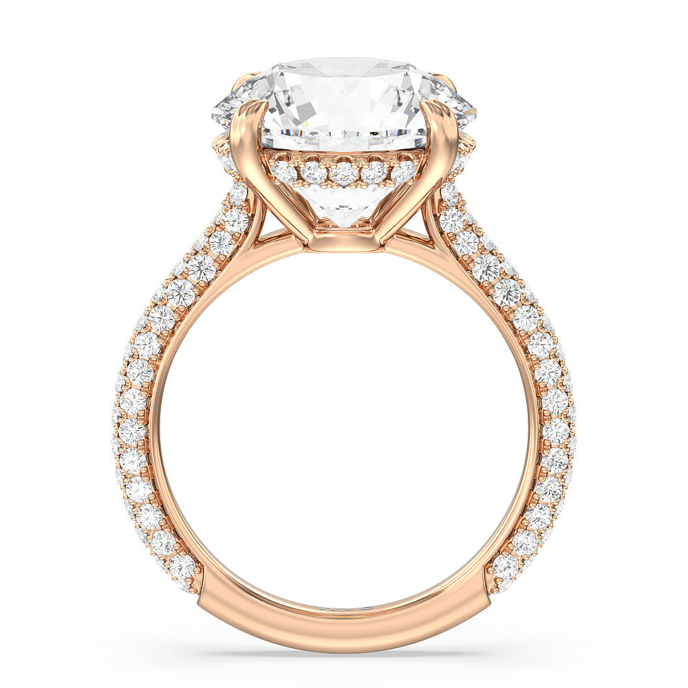Round Cut Elegance Diamond Studded Gallery Hidden Halo Engagement Ring (E+ VVS+) with Lab Grown Diamond in 14KT Rose Gold view 2

