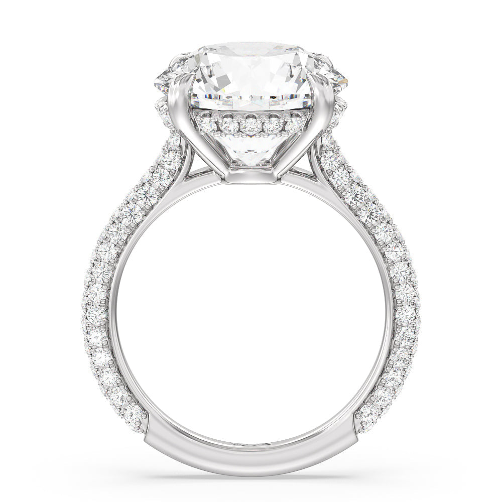 Round Cut Elegance Diamond Studded Gallery Hidden Halo Engagement Ring (E+ VVS+) with Lab Grown Diamond in 14KT Platinum view 2
