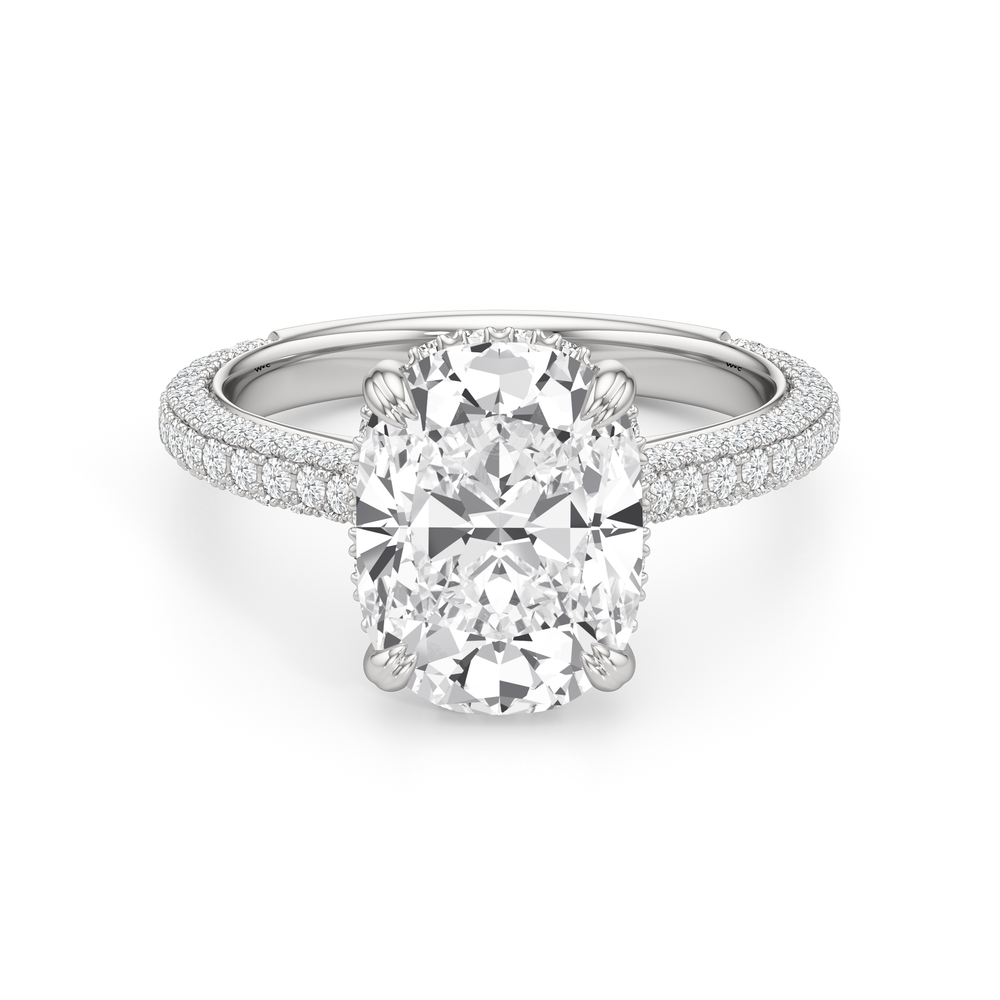 Antique Cushion Cut The Windsor Ring with Lab Grown Diamond in 14KT Platinum view 2
