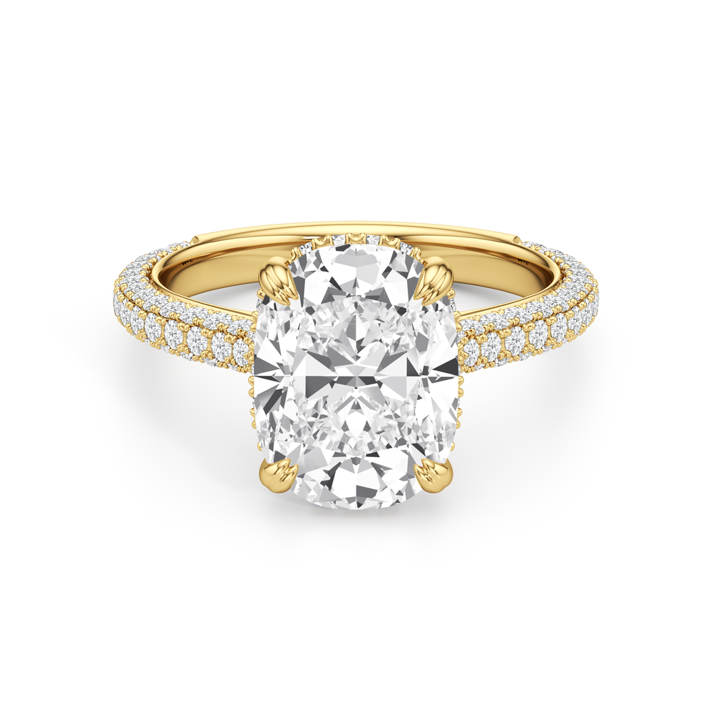 Antique Cushion Cut The Windsor Ring with Lab Grown Diamond in 14KT Yellow Gold view 2
