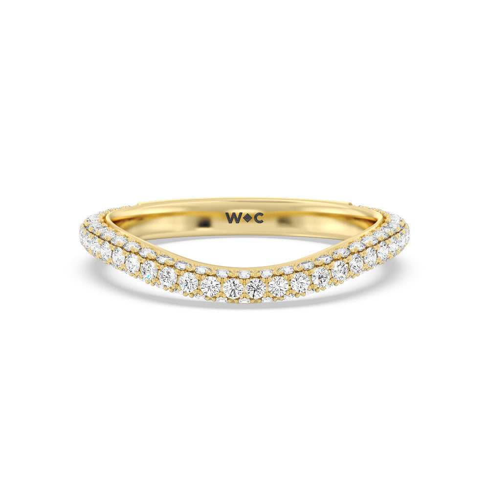 The Windsor Wedding Band with 18KT Yellow Gold Cut Diamond in 14KT Yellow Gold view 2
