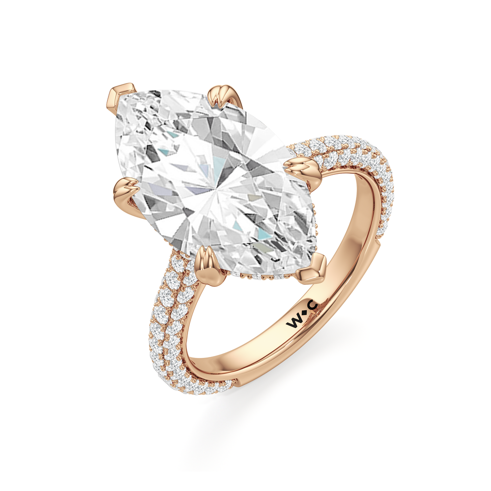 The Windsor Ring with Marquise Cut Diamond in 14KT Rose Gold view 7
