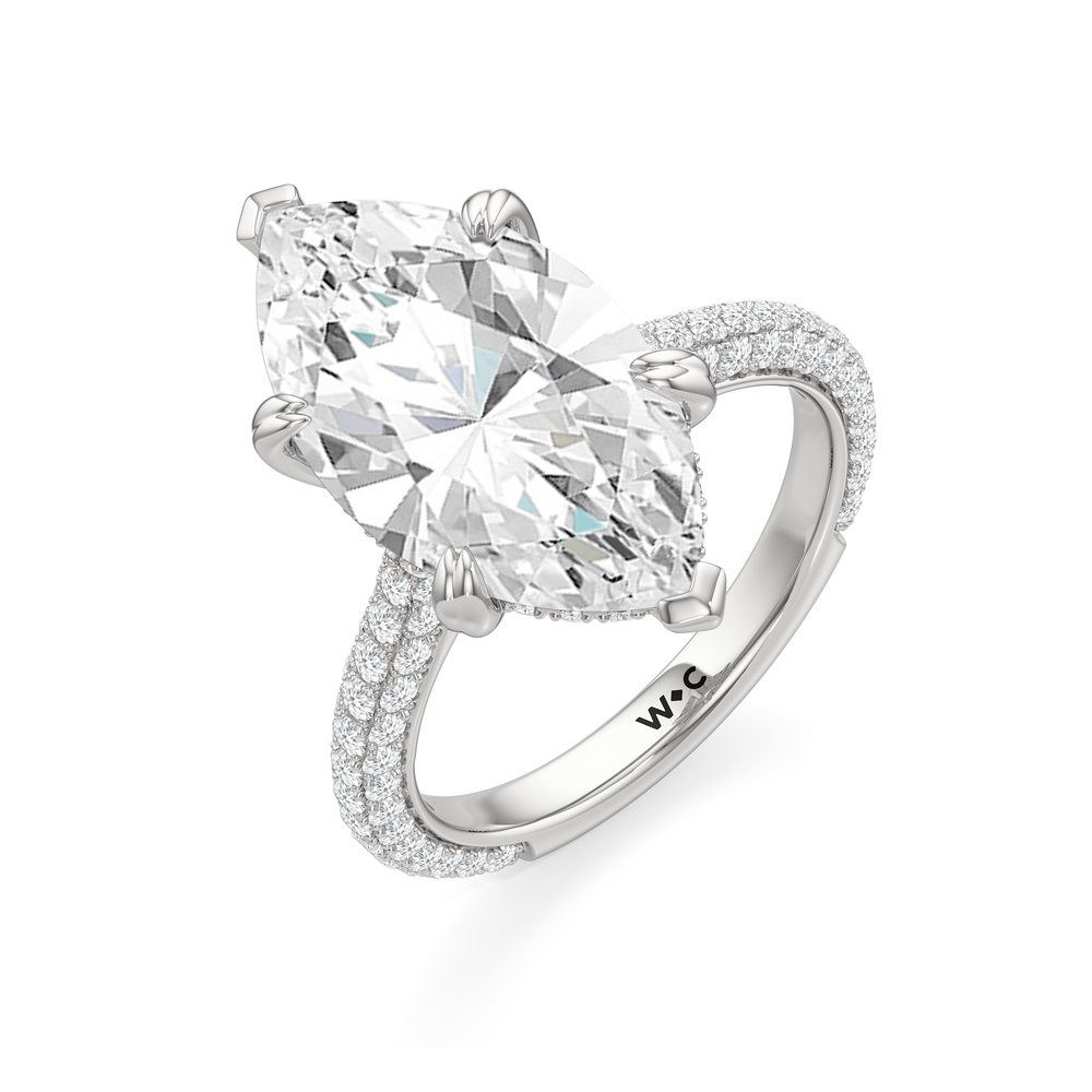 The Windsor Ring with Marquise Cut Diamond in 14KT Platinum view 7
