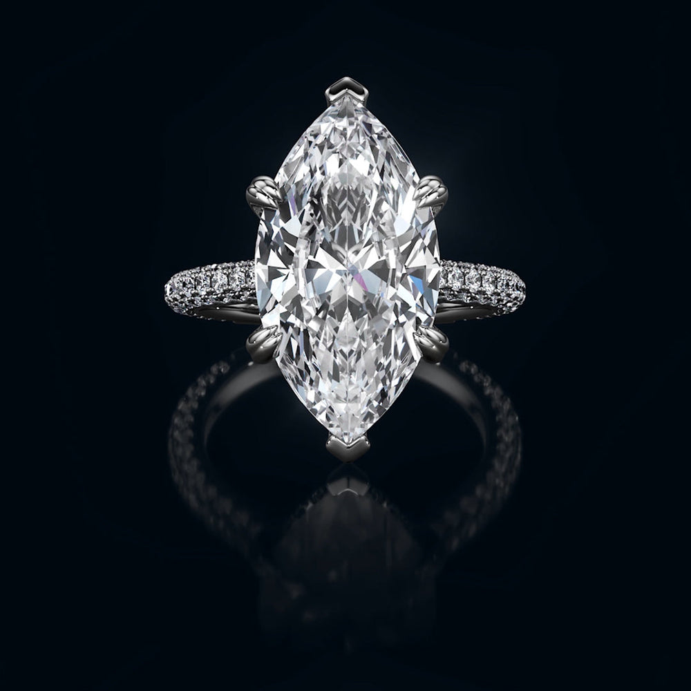 The Windsor Ring with Marquise Cut Diamond in 14KT Platinum view 1
