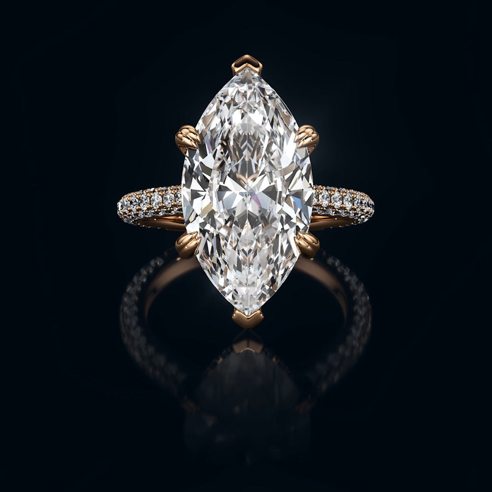 The Windsor Ring with Marquise Cut Diamond in 14KT Rose Gold view 1
