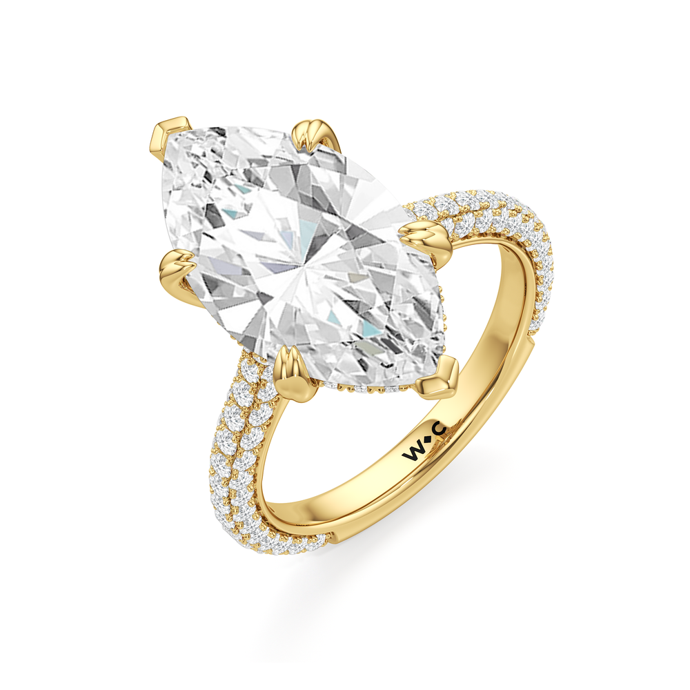 The Windsor Ring with Marquise Cut Diamond in 14KT Yellow Gold view 7
