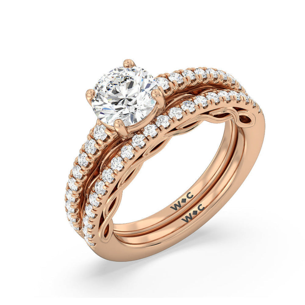 Galleria Braided Peekaboo Engagement Ring with Emerald Cut Diamond in 14KT Rose Gold view 6
