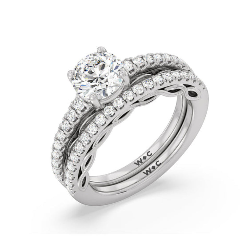 Galleria Braided Peekaboo Engagement Ring with Emerald Cut Diamond in 14KT Rose Gold view 4
