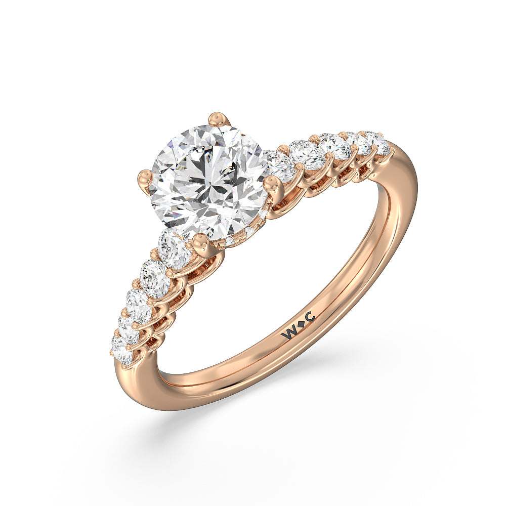 Round Cut Galleria Open Work Side Stone & Hidden Halo Engagement Ring with Lab Grown Diamond in 14KT Rose Gold view 3
