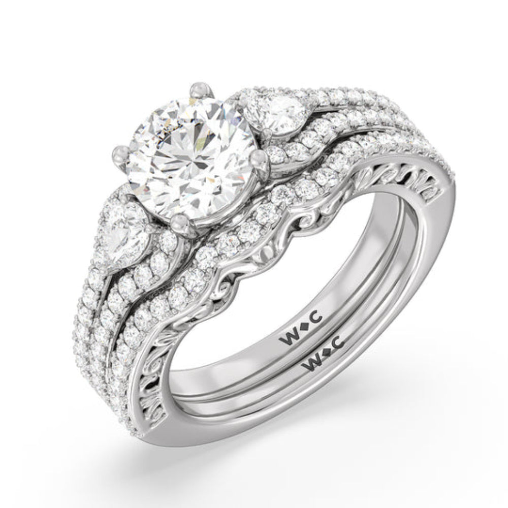 Galleria Ornate Vintage Engagement Ring with Oval Cut Diamond in 14KT Rose Gold view 4
