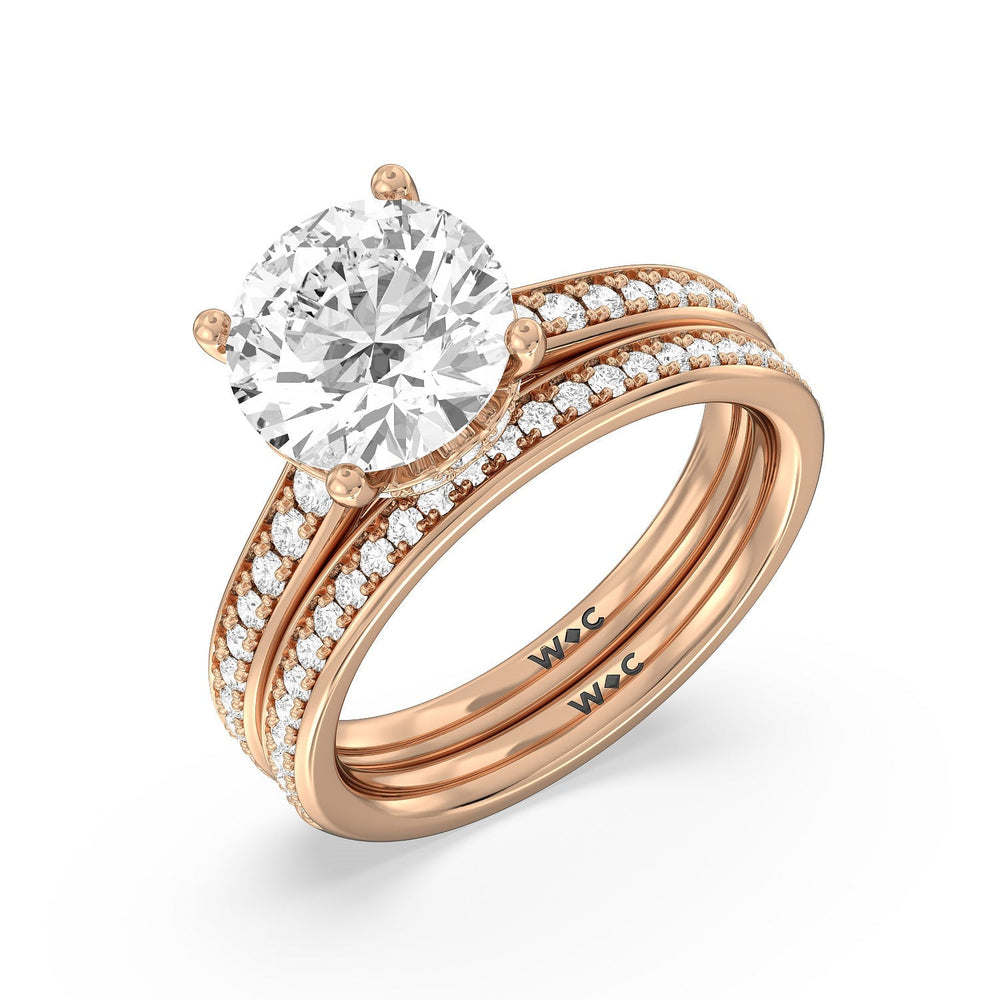 Tapering Scalloped Hidden Halo Engagement Ring with Oval Cut Diamond in 14KT Rose Gold view 6
