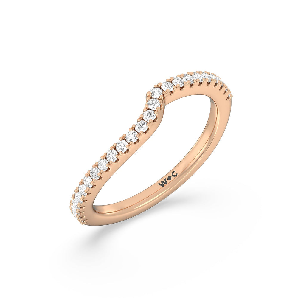 Ascending Gallery Studded Hidden Halo Diamond Wedding Band with 18KT Rose Gold Cut Diamond in 14KT Rose Gold view 4
