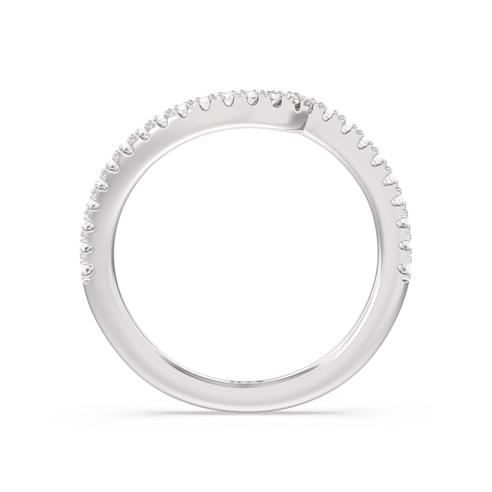 Ascending Gallery Studded Hidden Halo Diamond Wedding Band with Platinum Cut Diamond in 14KT Platinum view 2
