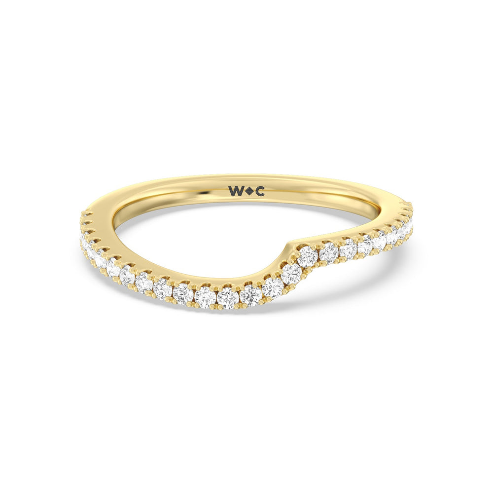 Ascending Gallery Studded Hidden Halo Diamond Wedding Band with 18KT Yellow Gold Cut Diamond in 14KT Yellow Gold view 1
