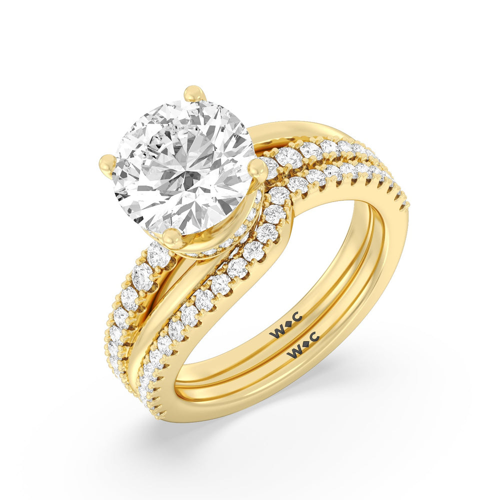 Ascending Gallery Studded Hidden Halo Engagement Ring with Asscher Cut Diamond in 14KT Rose Gold view 5
