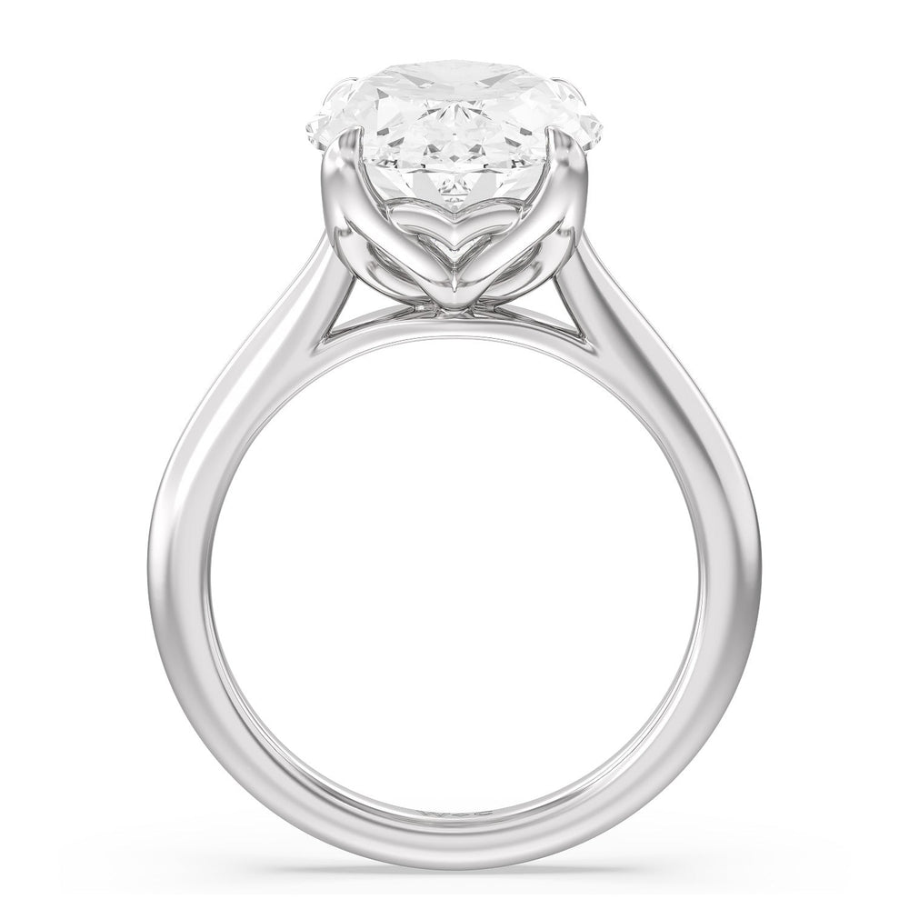 Oval Cut Famed Tulip Cathedral Ring with Lab Grown Diamond in 14KT Platinum view 5
