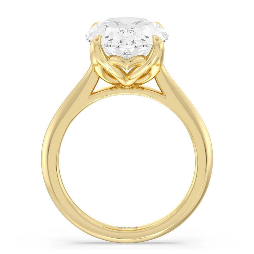 Oval Cut Famed Tulip Cathedral Ring with Lab Grown Diamond in 14KT Yellow Gold view 5
