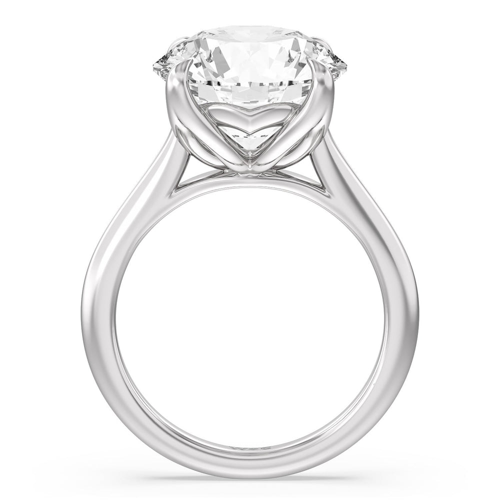 Round Cut Famed Tulip Cathedral Ring with Lab Grown Diamond in 14KT Platinum view 5
